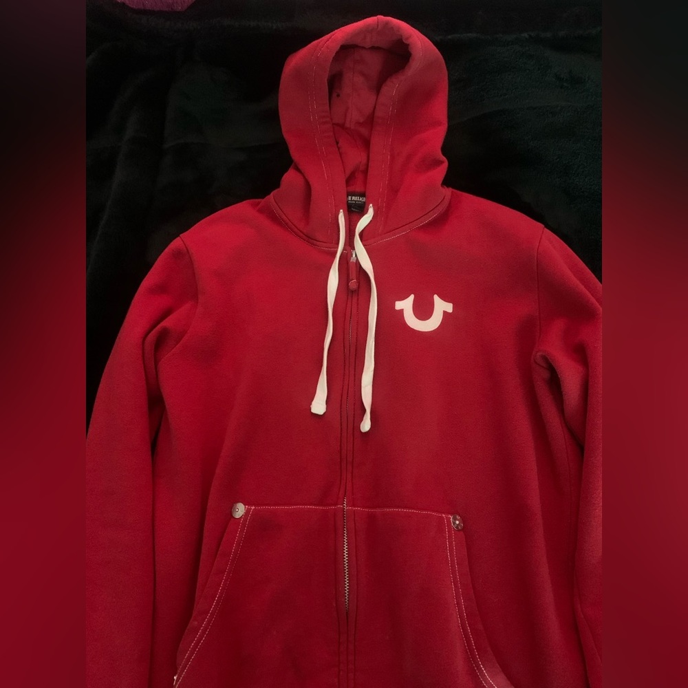 True religion red buddah zip up hoodie